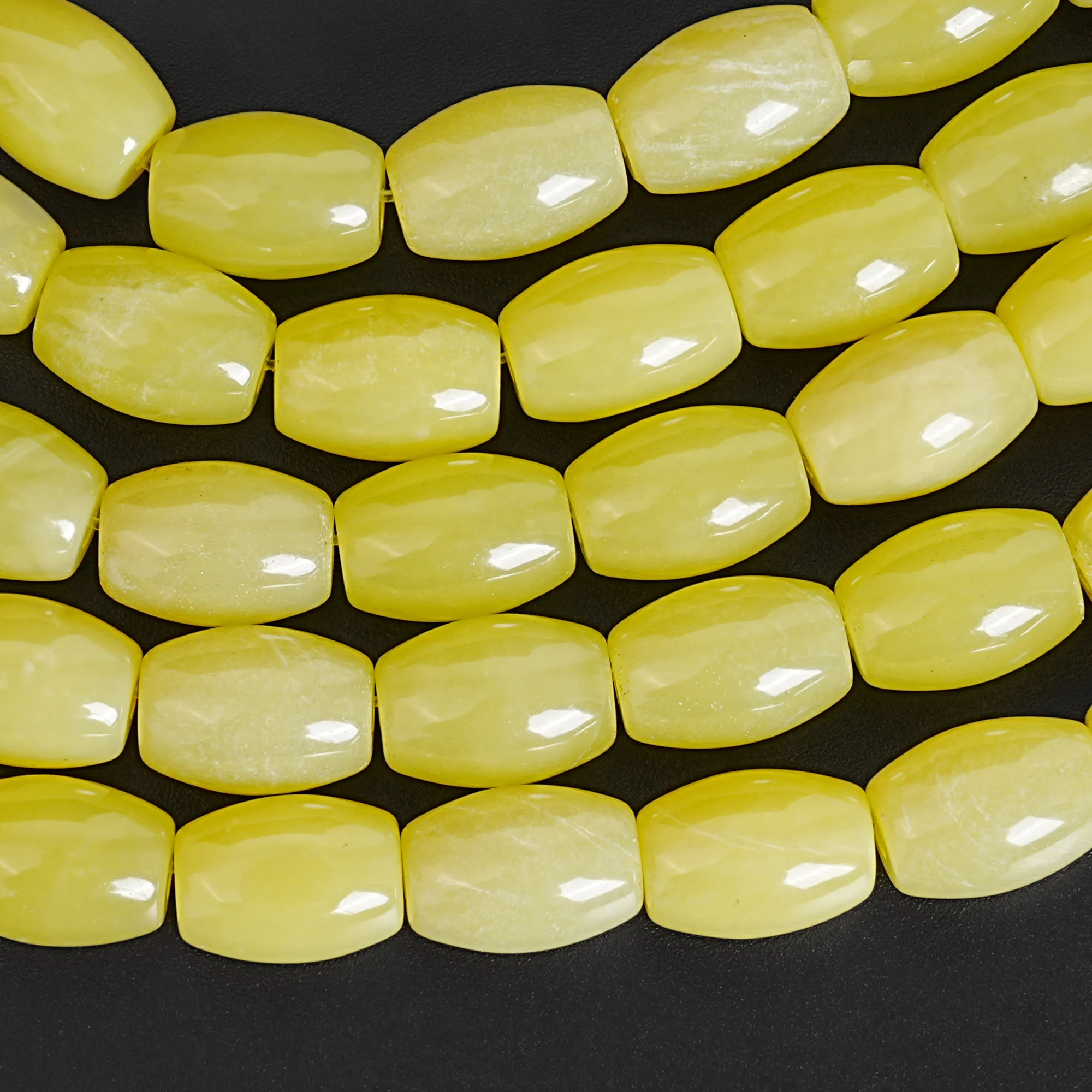 Smooth Lemon Jade Drum Beads 8x12mm 10x14mm 12x16mm Yellow Barrel Beads for Jewelry Making DIY Bracelet Necklace Handmade Beads