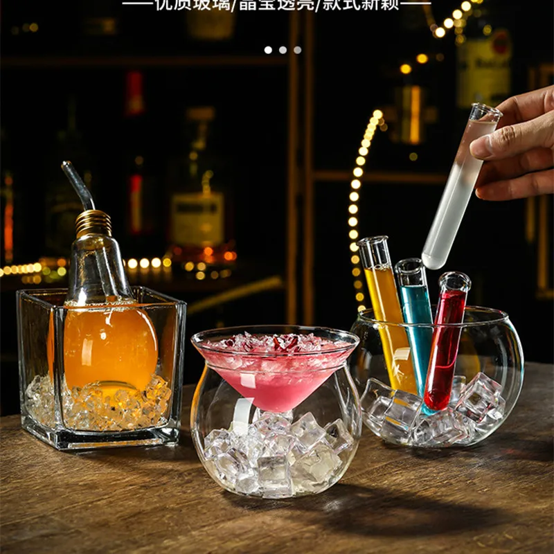 Cocktail Glass Wholesale Ball Base Martini Chiller Cocktail Glasses Set Caviar Server Bowl Cool Cup