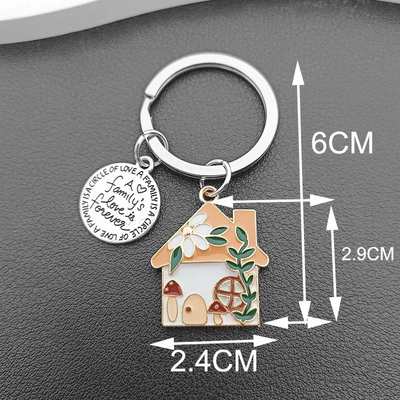 Lovely Family Keychain House Key Ring Cute Cabin Keychains for Women Gift for Family Member