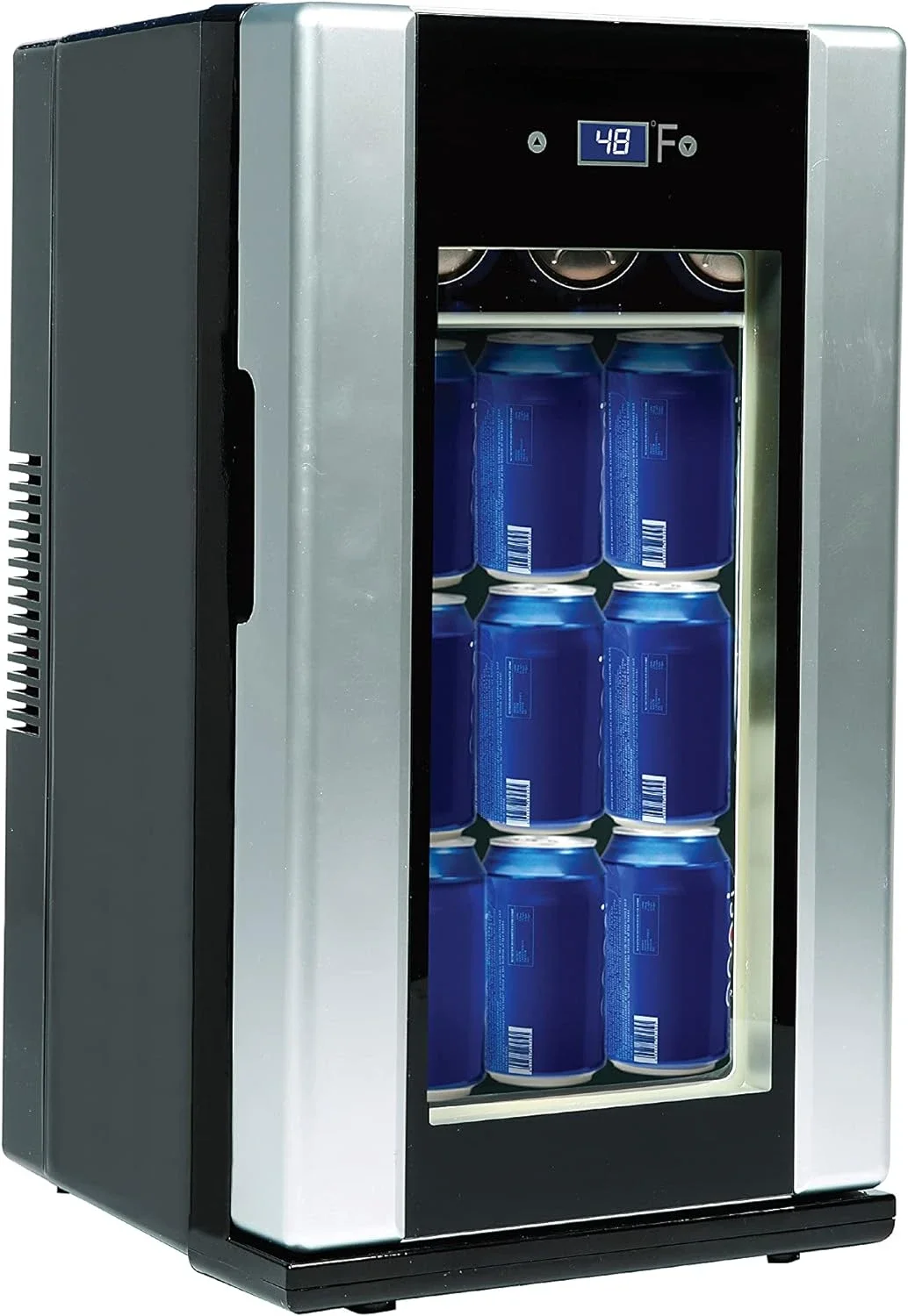 

18 Can or 4 Bottle Retro Stainless Steel Beverage Fridge with Thermoelectric Temperature Control - Freon-Free