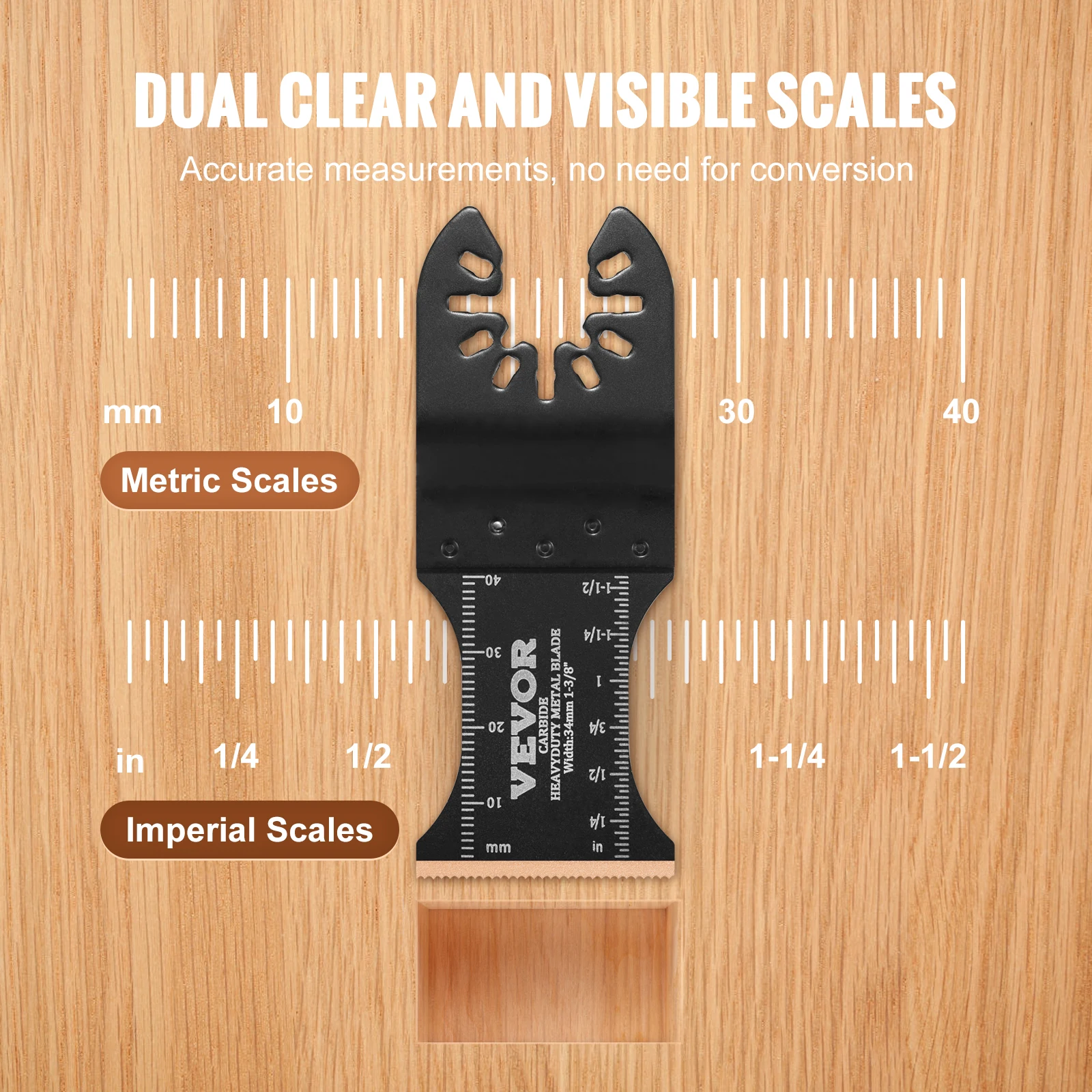 VEVOR 3PCS Carbide Oscillating Tool Blades Universal Quick Release Oscillating Multitool Saw Blades for Hard Material Metal Nail