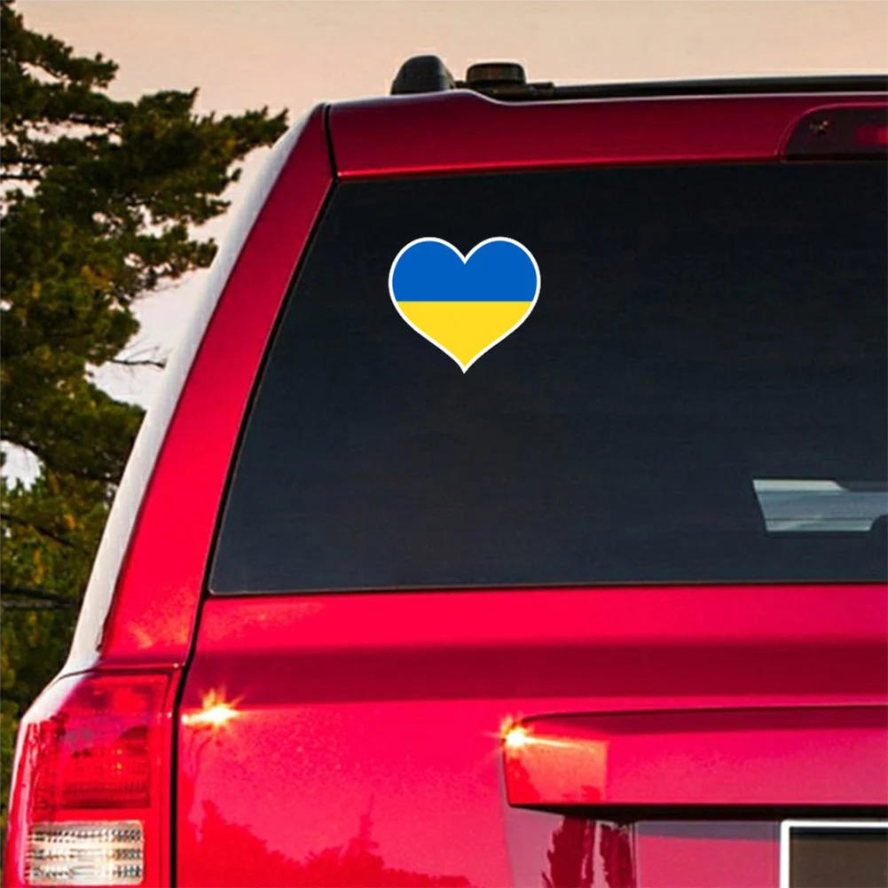 Heart Shape Ukrainian Flag Car Stickers Ukraine Auto SUV Window Laptop Decal