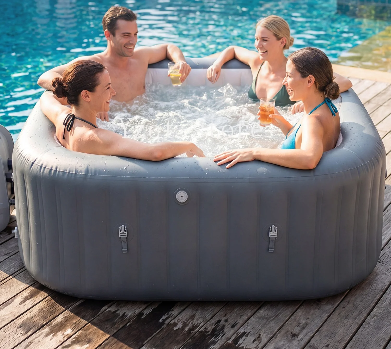 Inflatable bathtub Outdoor hot spring spa Folding pool Adult household bath Automatic heating Jacuzzi constant temperature