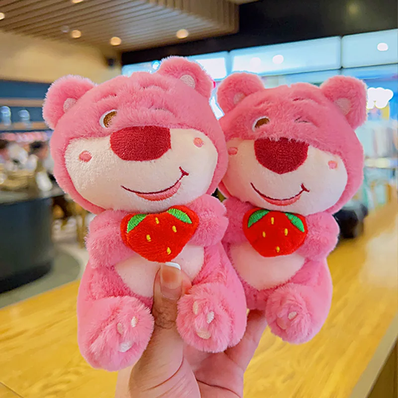 Strawberry Winking Bear Cute Doll Pendant Plush Toy Wholesale Cartoon Keychain Pendant