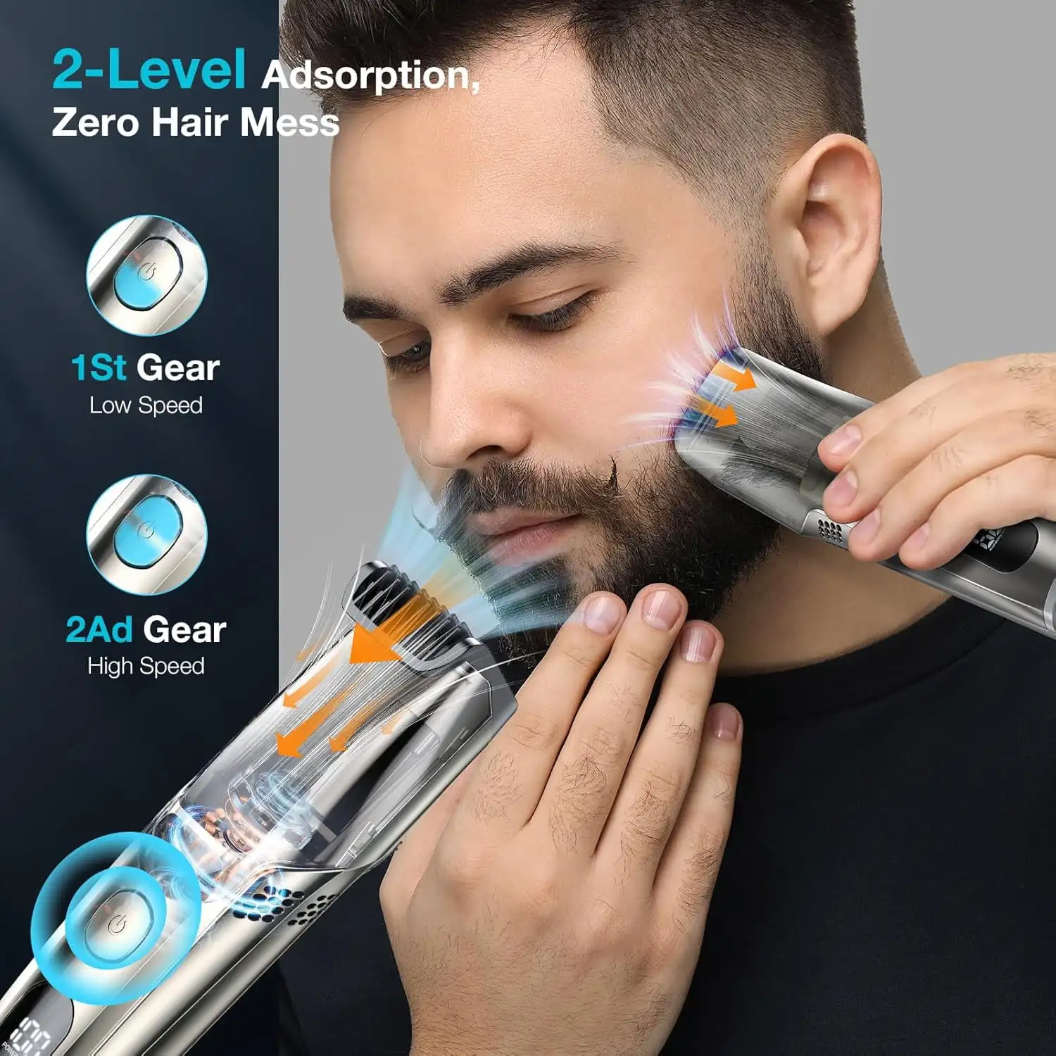 Sweker Vacuum Beard Trimmer for Men Hair Clippers for Men with Adjustable Comb (1-20mm) Precision Blades Cordless Electric Razor