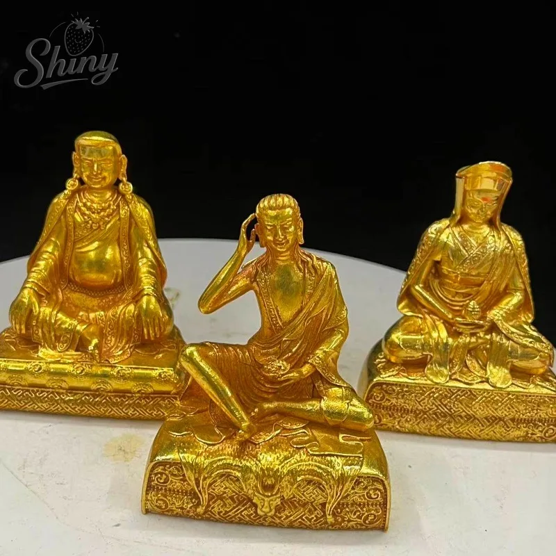 3pcs Tibetan Buddha Marpa Statue Milarepa Sculpture Home Altar Worship Small Ornament Buddhist Supplies Home Decor