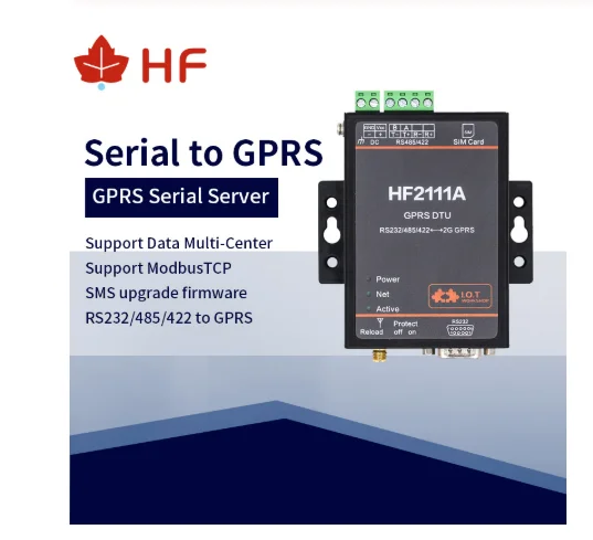 جهاز محول تسلسلي Modbus الصناعي ، HF2111A ، RS232 ، RS485 ، RS422 إلى GPRS ، دعم MQTT ، الأكثر مبيعًا ، خادم المنزل