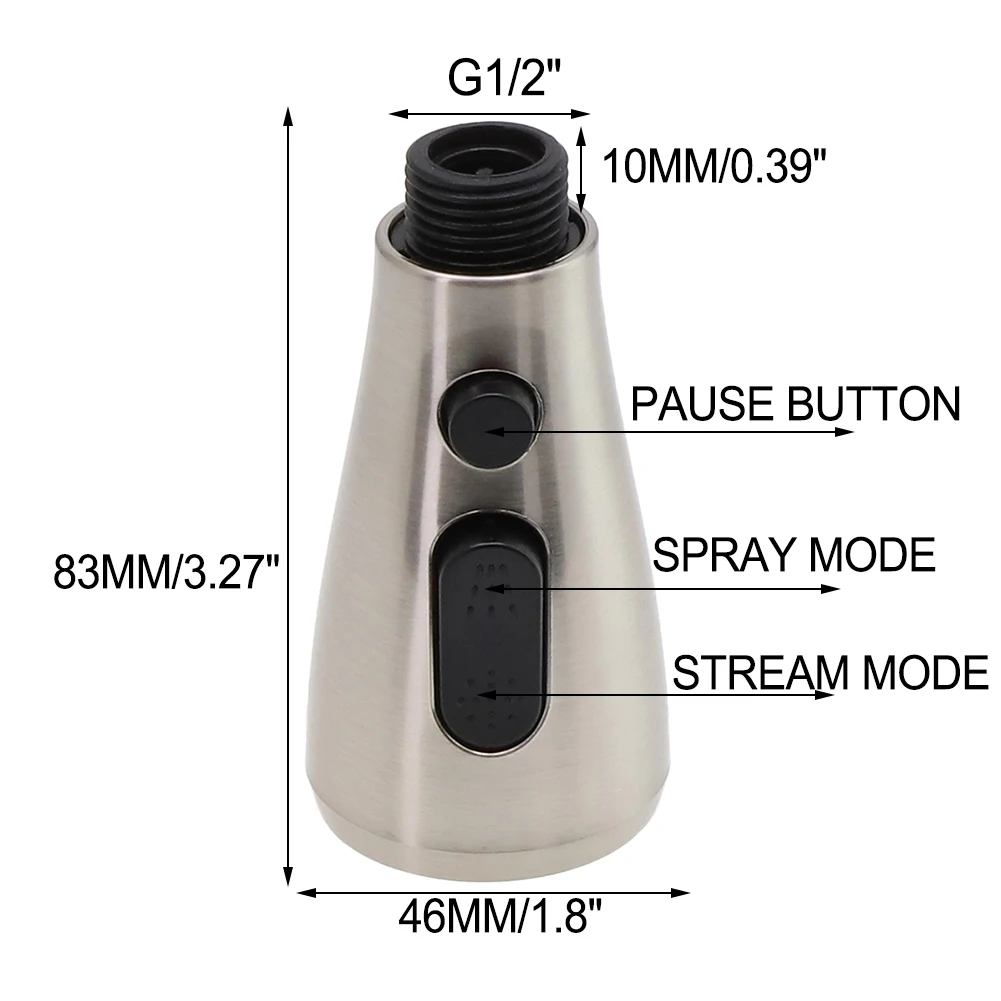 Spray Shower Head Setting Spare Tap Sprayer Brushed 1/2