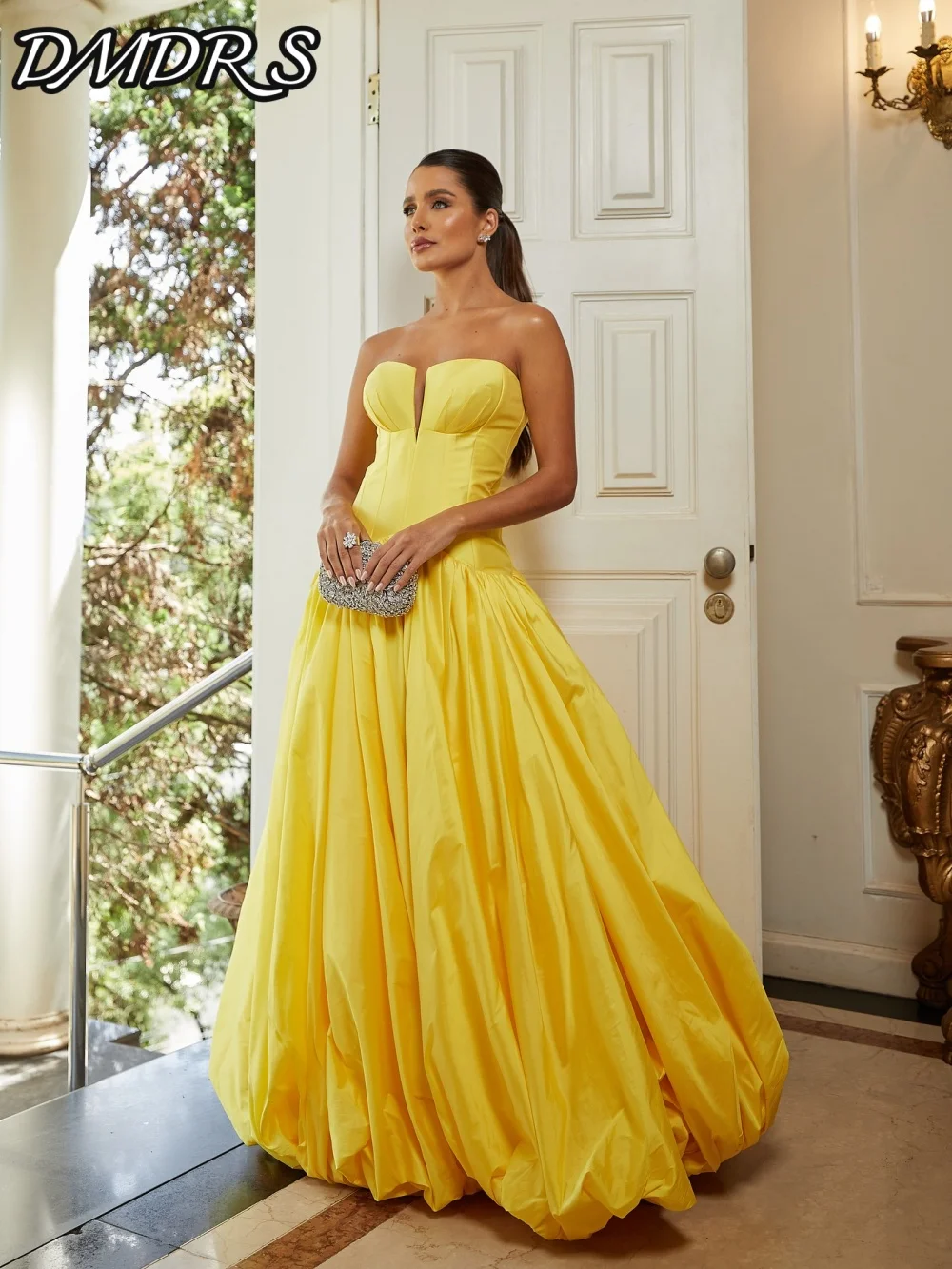 

DMDRS Strapless Evening Dress 2025 Classic Sleeveless Floral Party Gown Classic A Line Floor-Length Party Dresses فساتين سهرة