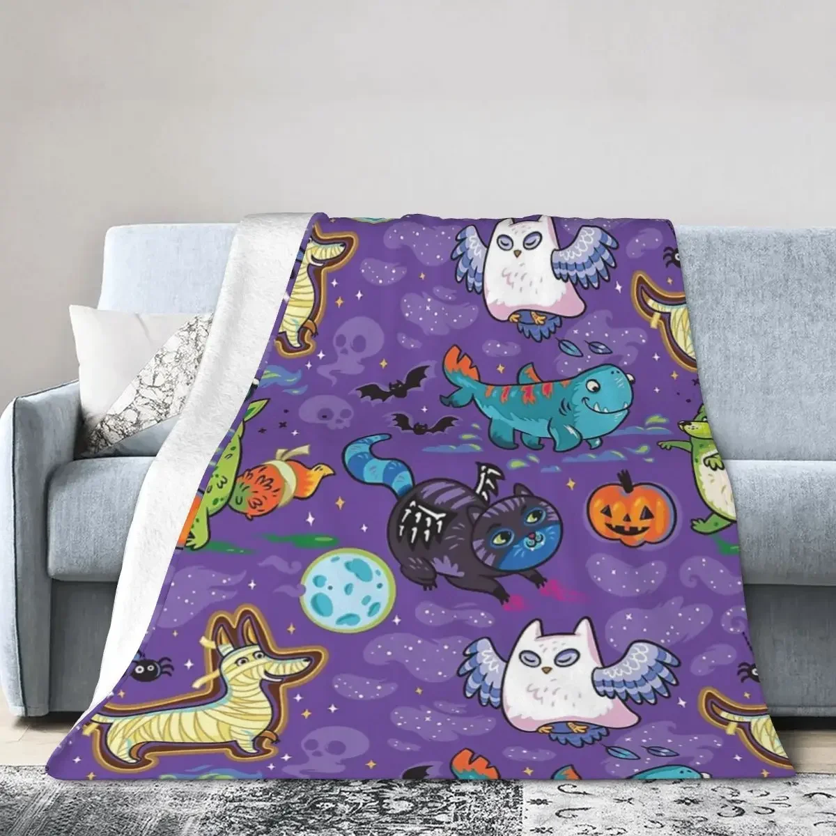 

Crazy Halloween Night Blankets Soft Warm Flannel Throw Blanket Plush for Bed Living room Picnic Travel Home Sofa