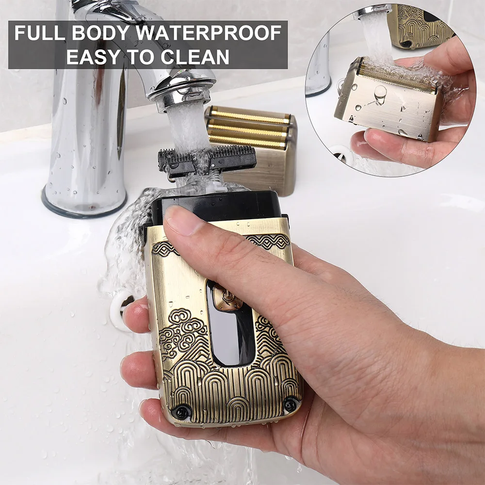 HATTEKER ماكينة حلاقة كهربائية احترافية ماكينة حلاقة مقاومة للماء أداة تهذيب اللحية ماكينة حلاقة معدنية شاشة ديجيتال ماكينة حلاقة للرجال #4