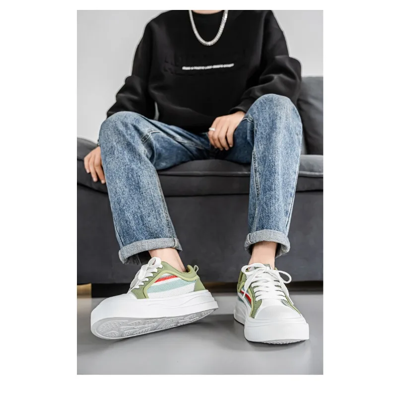 Men's Mesh Platform Sneakers 2026 New Breathable Low-top Casual Daily Streetwear Korean Style Multicolor Footwear