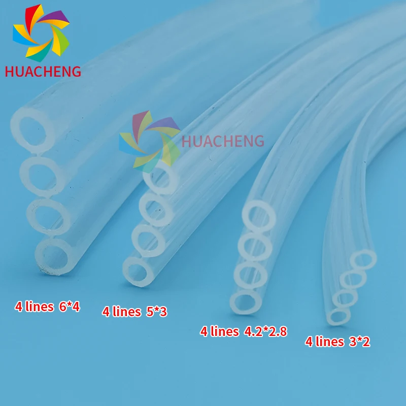 4 Lines 5 Meters Ink Tube Transparent/UV  for Large Format Inkjet Printer Ink Pipe Hose 3x2/4.2x2.8/4x2.5/4x3/5x3/6x4mm 4 Ways