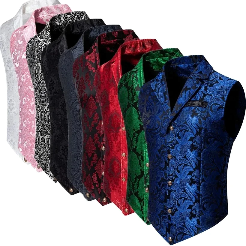 

Мужской синий жаккардовый жилет без рукавов, жилеты для свадьбы/вечеринки/сцени, зеленый жилет европейского размера.