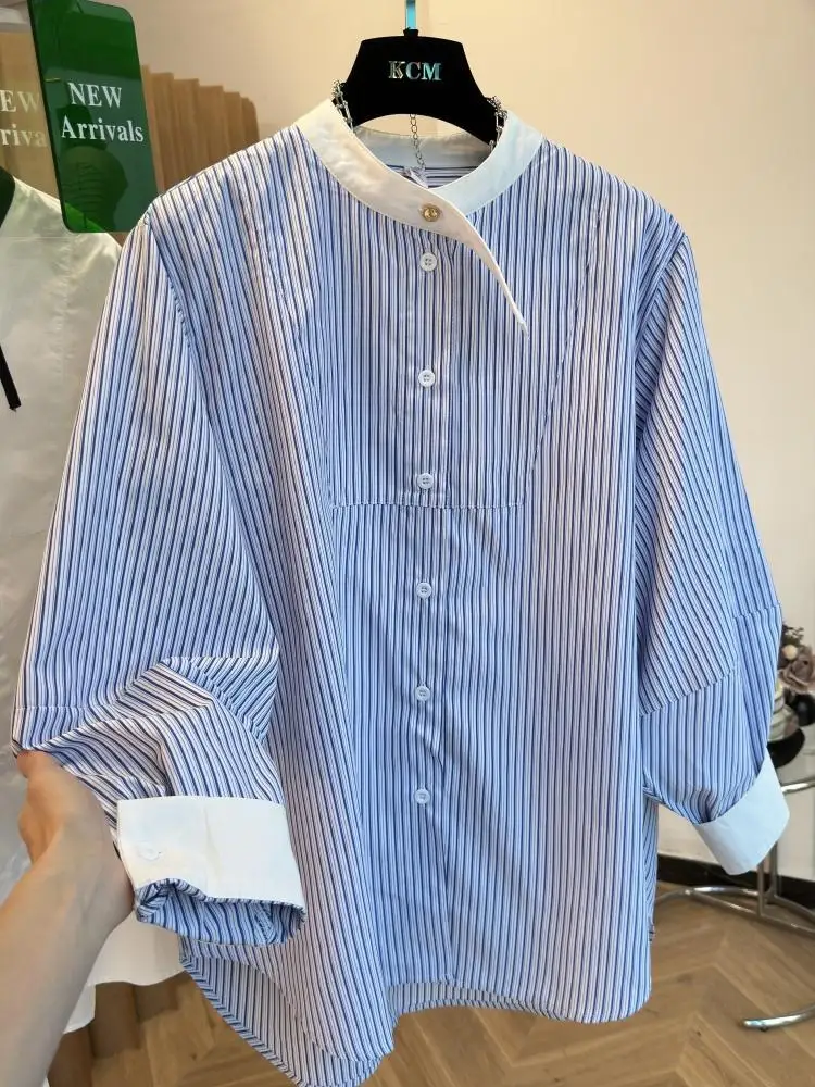 

Striped Shirt Women's 2025 Autumn New Long Sleeved Top Shirts for Women