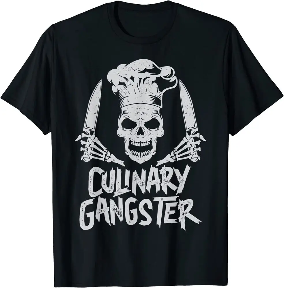 Chef Culinary Gangster Men Women Cook Skull Cooking Knife T-Shirt High Quality 100%Cotton Short Sleeve