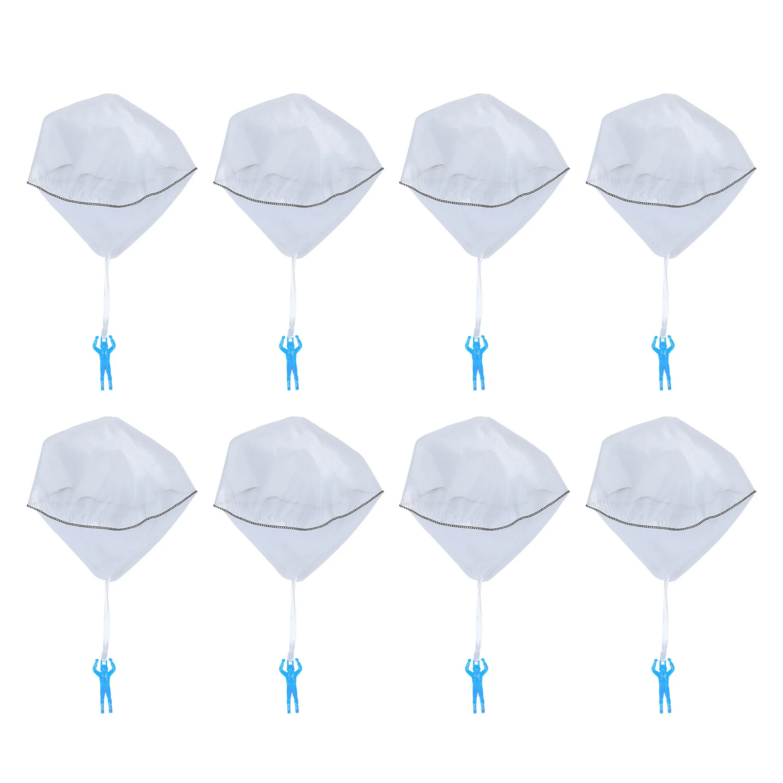 8pcs Diy Blank White Mini Soldier Parachute For Kids Outdoor Flying Painting Craft Creative Gift Children'S Play Activity Game