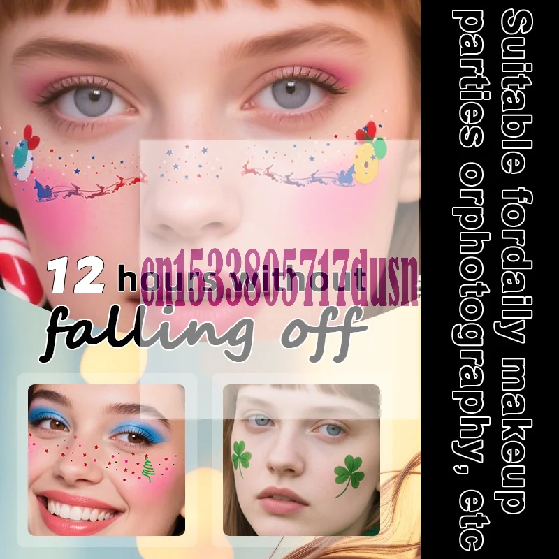 

{HBA17} Pixie Dust Festive Freckles Gingerbread Mouse Christmas Face Stickers Sparkle Metallic Temporary Tattoos Makeup Decor