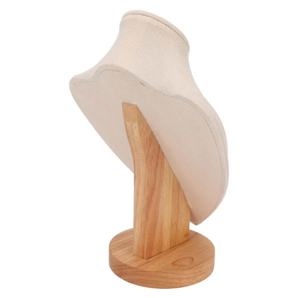 Wood Solid Wood Bust Necklace Display Stand Beige, Grey, Black, White 16.5x10.5x23.5cm Medium Neck Mannequin Jewelry Holder