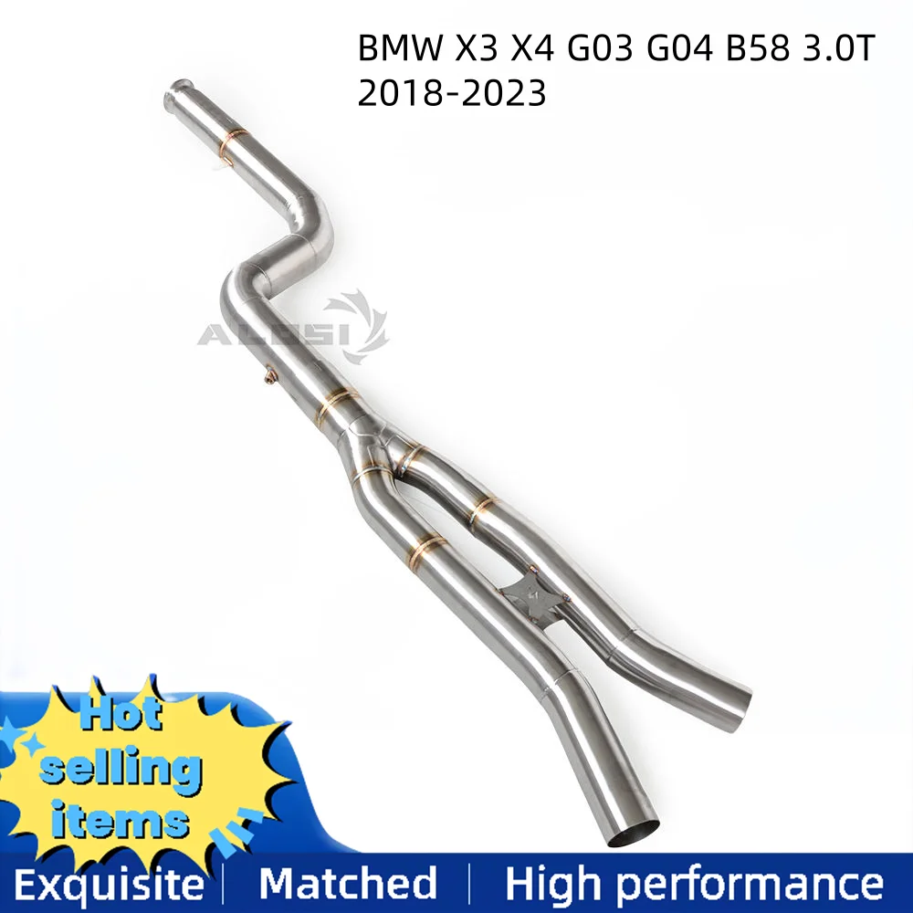 Stainless Steel Exhaust Mid Pipe for BMW X3 X4 G03 G04 B58 3.0T 2018-2023 89MM Diameter with OPF Interface Exhaust Pipes