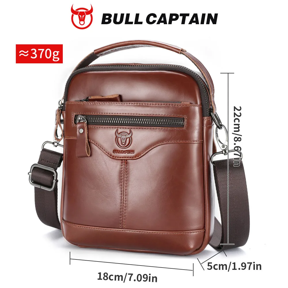 BULLCAPTAIN Men's crossbody bag, fashionable genuine leather bag, trendy retro men's top layer cowhide shoulder bag view 5