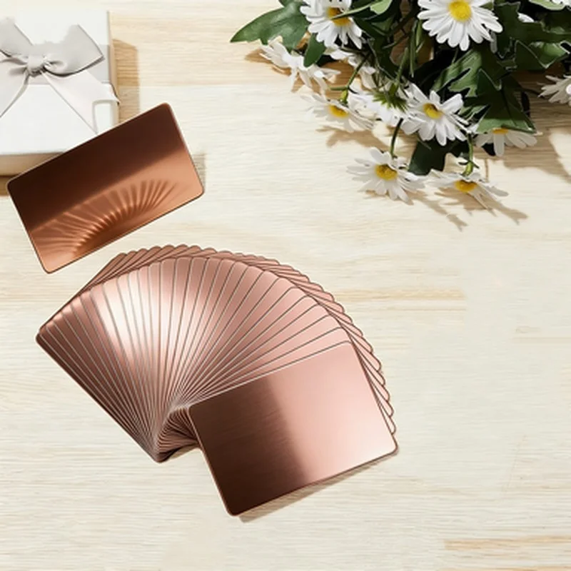 

100pcs Rose Gold Multifunctional Aluminum Alloy Card Neat Plate Laser Engraving Sublimation Compatible for Business Festival DIY
