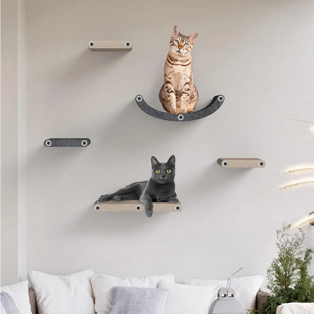 

Wall Mounted Cat Climbing Shelves Felt Cat U-Shaped Platform and Perch Durable Shelf Tree Scratching Furniture for Indoor Cat