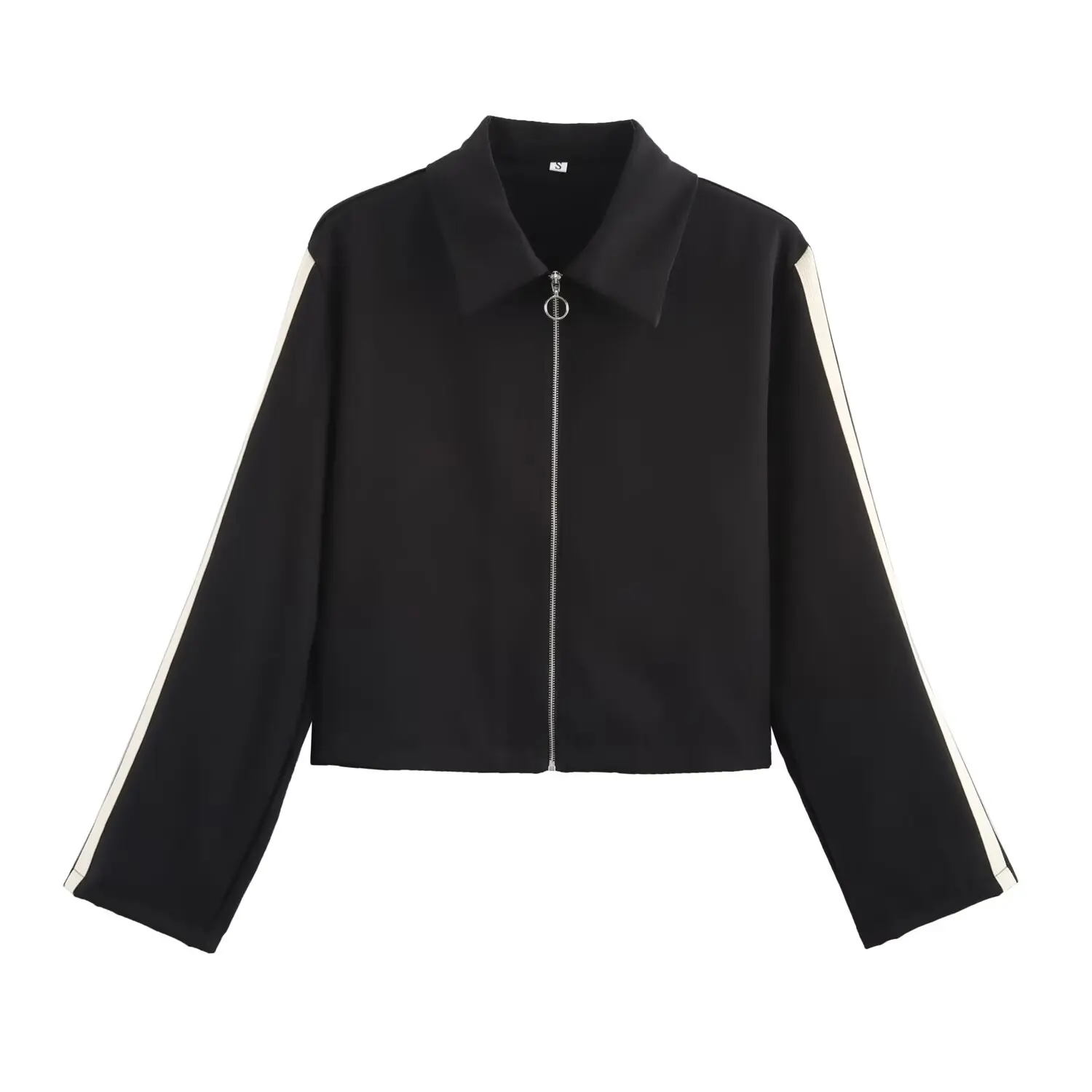 

2025 Summer Women's Clothing European and American Style Fashion Side Stripe Lapel Long Sleeve Jacket