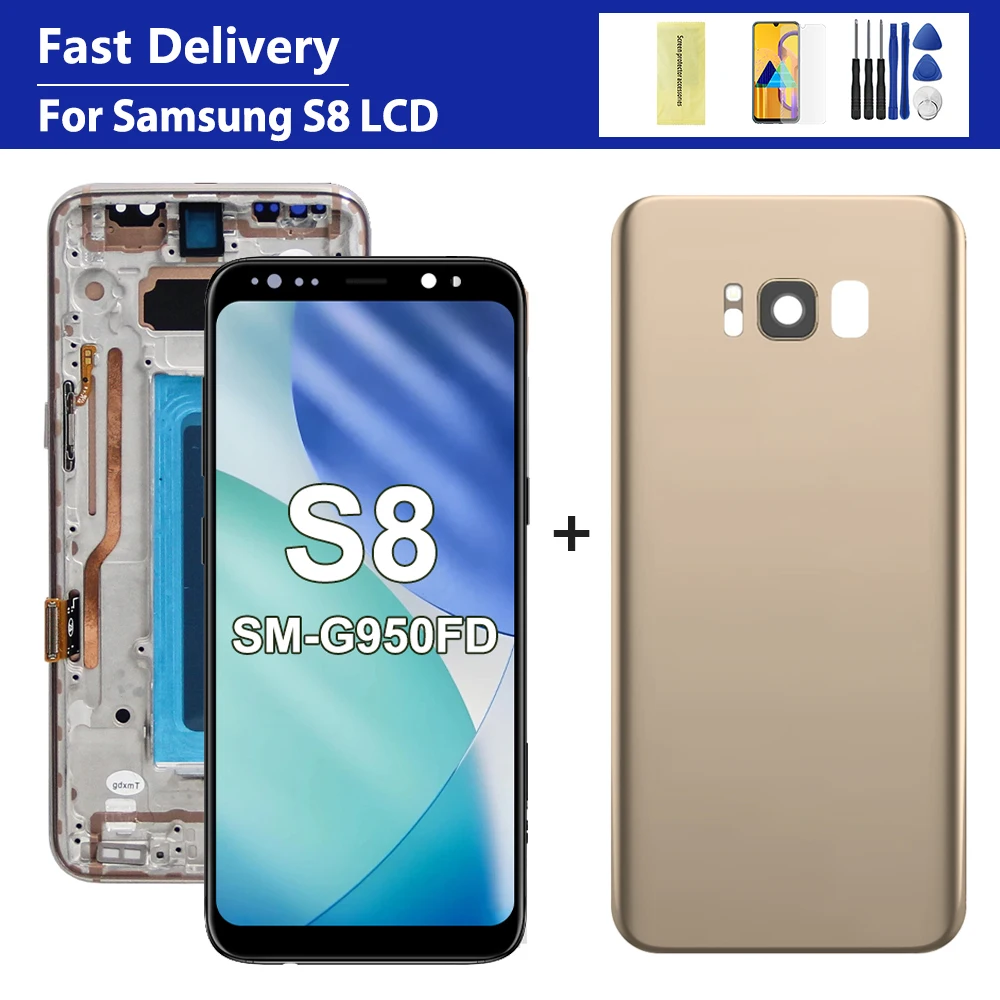 TFT-Qualität S8 LCD mit Rahmen für SAMSUNG S8 G950 SM-G950FD Display Touchscreen Digitizer Montage Ersatz 100 % getestet