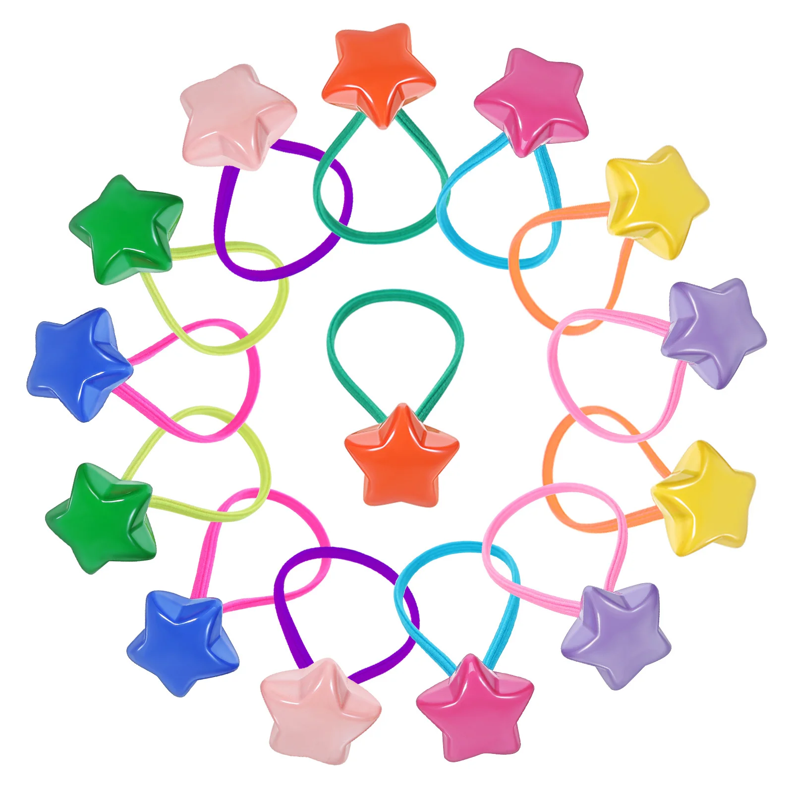 

14Pcs Versatile Styling Hair Ties No Damage Colorful Star Charms Girls Accessories Hair Ties for Girls No Damage