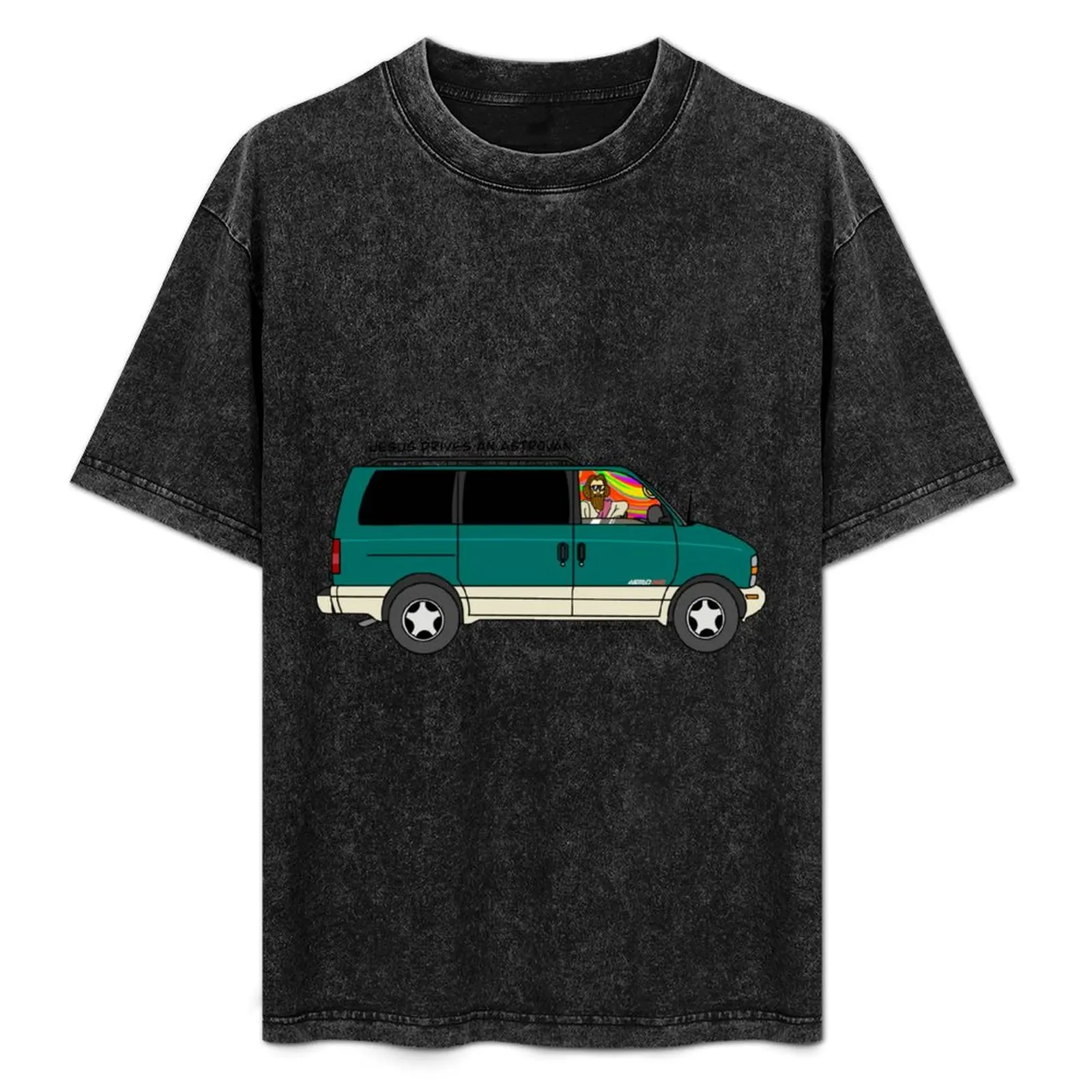 

Jesus Drives an Astrovan T-Shirt Basic Solid Color Short Sleeve Cotton Top