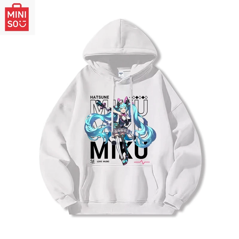 هوديي مطبوع من Hatsune Miku مع غطاء رأس فضفاض كارتوني متعدد الوظائف كاجوال ولطيف للرجال والنساء #2