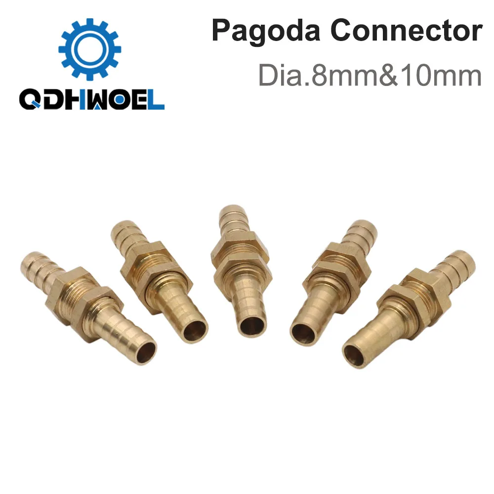 QDHWOEL Copper Pagoda Hose Barb Connector 8mm 10mm For Water Liquid Gas Pipe Fitting