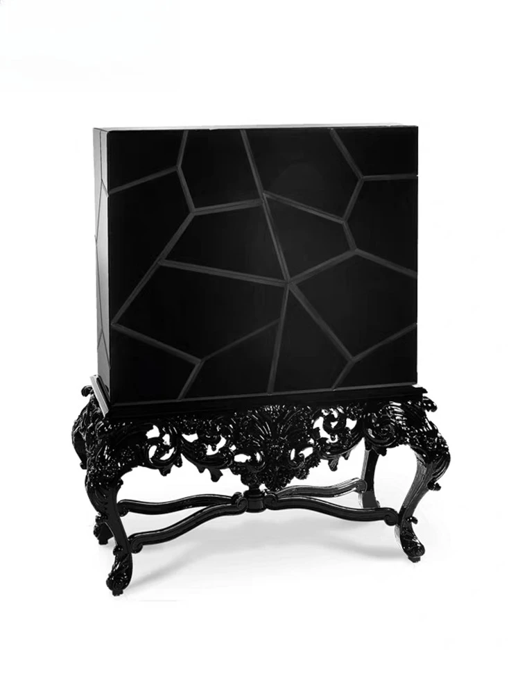 خزانة مشروبات مجوفة فاخرة وخفيفة الوزن وخزانة أنيقة ومبتكرة وخزانة جانبية لتناول الطعام مصنوعة من الخشب الصلب الفاخر