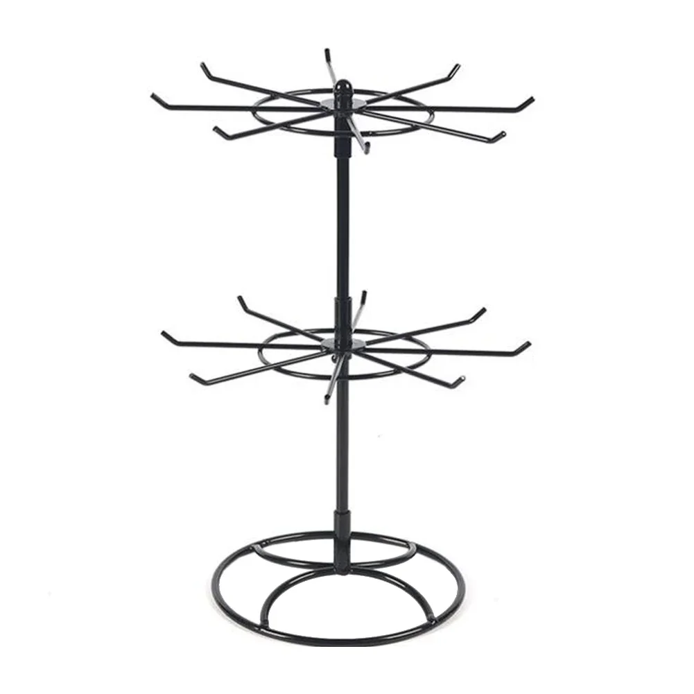 

Rotating Jewelry Display Stand 2 Tier Round Metal Necklace Organizer For Hanging Earrings Rings Bracelets Watches Accessories