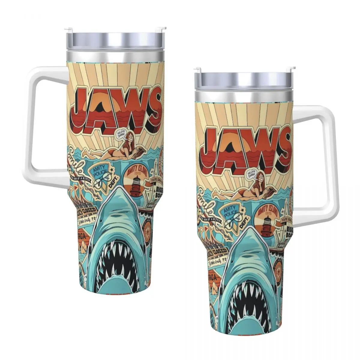 

Стакан на 50-летие челюсти, бутылка для горячих напитков, воды, герметичные термочашки из нержавеющей стали, дорожные кружки с принтом, чашка