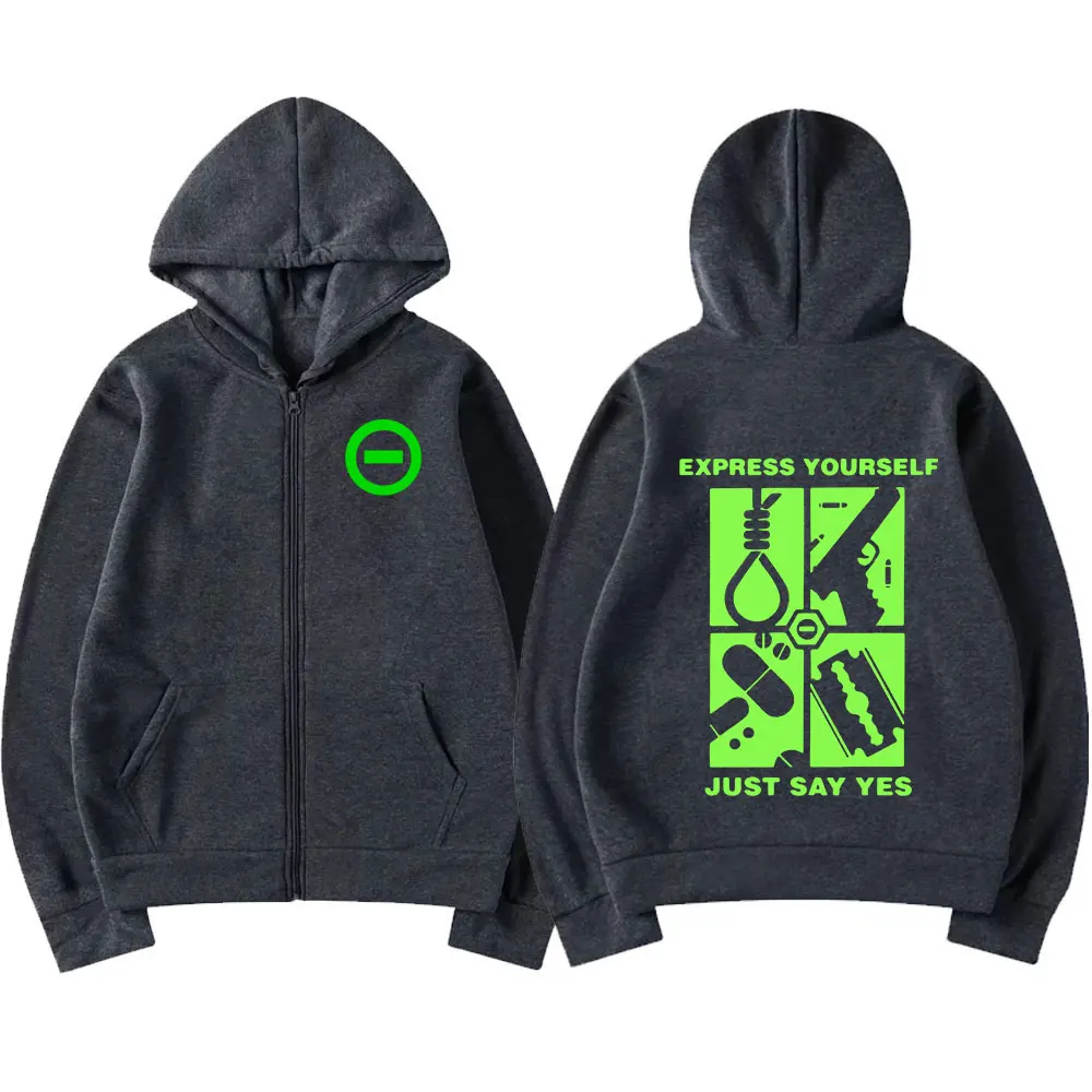 Type O Negative Express Yourself Just Say Yes Zip Up Hoodies Gothic Metal Rock Band Zipper Sweatshirt Men Women Clothing Jackets