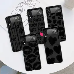 Gothic Style Black Lip Case for Samsung Galaxy Z Flip 4 3 5 5G Flip Shockproof Capa 6.7 Inches Black Hard PC ZFlip 4 Phone Cover
