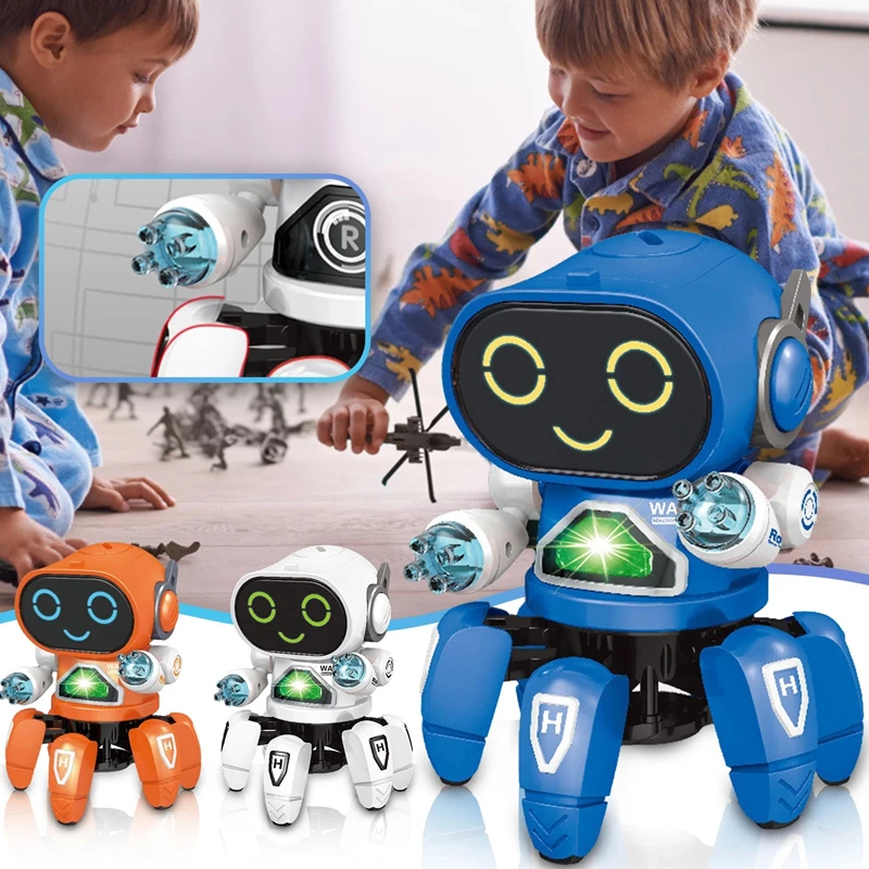 ZK30 Dropshipping Elettrico Sei Artigli Pesce Danzante Robot Giocattolo Per Bambini Con Luce E Musica Per Bambini Giocattolo Divertente Regali Di Compleanno