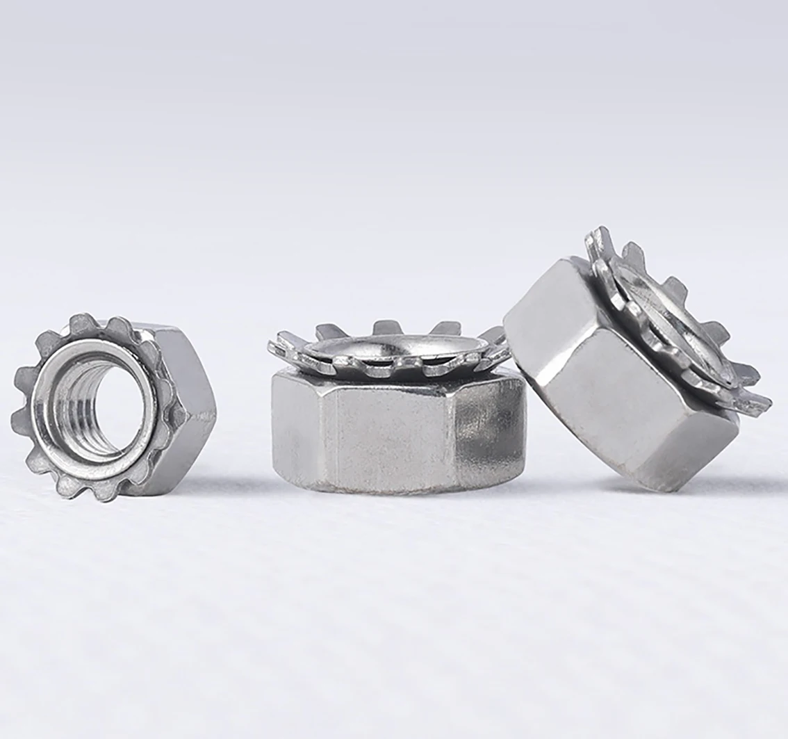 K Nuts M3 M4 M5 M6 M8 304 Stainless Steel K-type Multi-Gear Hex Nuts External Toothed Polydentate Lock Nut