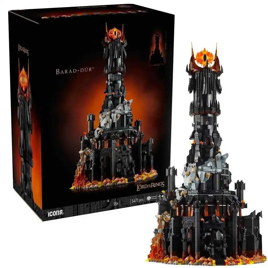 5471 pçs 10333 barad dur torre preta modelo escuro blocos de construção kit tijolos criativo moc brinquedo para menino adulto aniversário presente natal