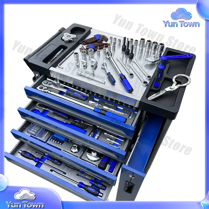 7 Drawers Garage Storage Tool Chest for Workshop Trolley Heavy Duty Tool Cabinet with 424PCS Tools Organizers Storage