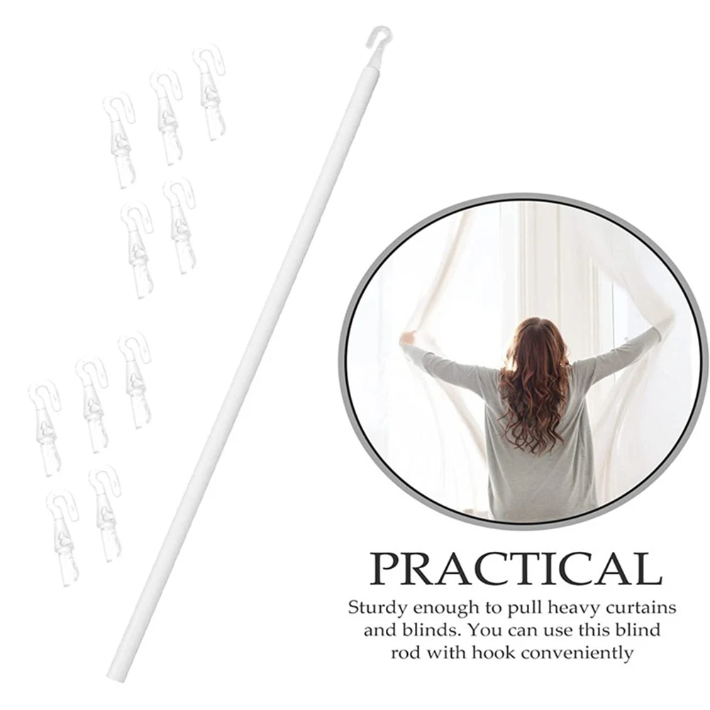 117CM Adjustable Venetian Blinds Pull Rod with PP Turnbar Set 46 Inch Splicing Rod for Operating Window Blinds