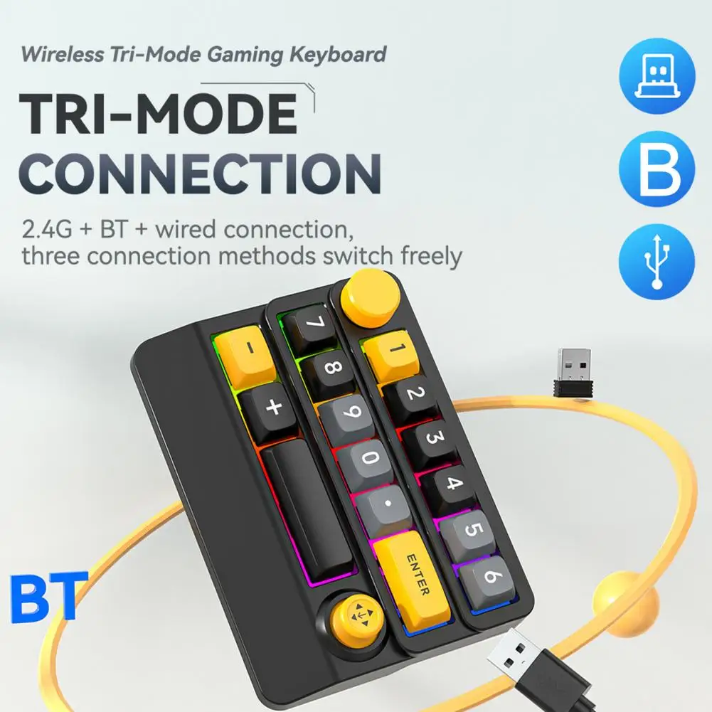 Wireless Mechanical Keyboard Rgb Backlit Mini Wireless Gaming Keyboard with Hot-swap Mechanical Keypad 15 Key Macro for One