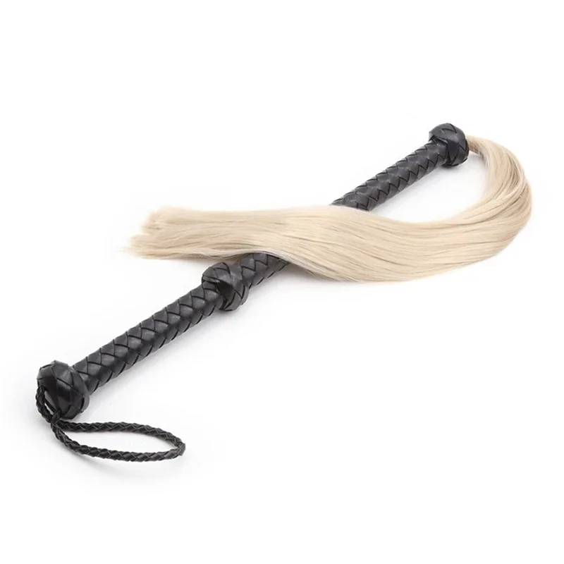 90.5CM Horse Supply Premium Tassel PU leather Whip for Horse Training Crop Whip Handle With Both Hands Handle with Wrist Strap