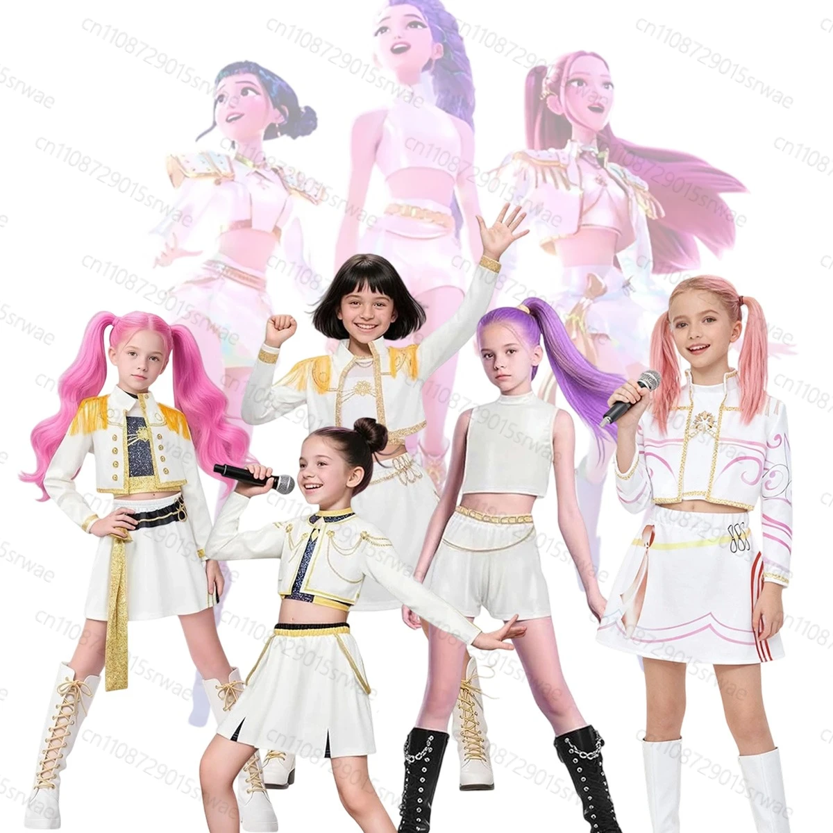 

New Size Available Cartoon Carnival Performance Clothes Rumi Zoey Mira Demon Hunters Golden Suit Children's Cosplay Costume