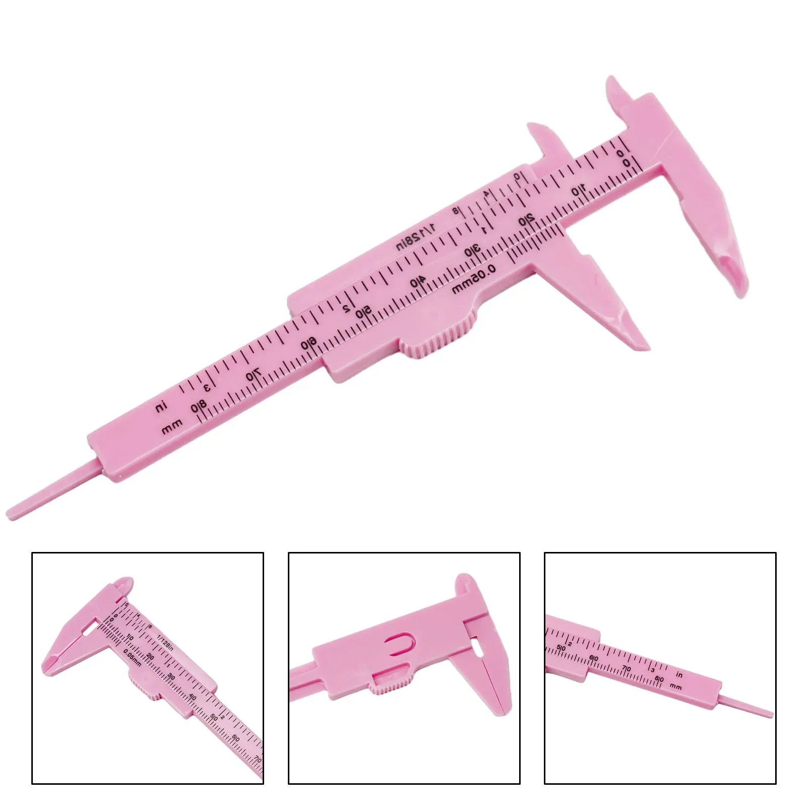 1pc 0-80mm Sliding Vernier Caliper Plastic Gauge Caliper Double Scale Ruler Jewelry Measurement School Measuring Tool