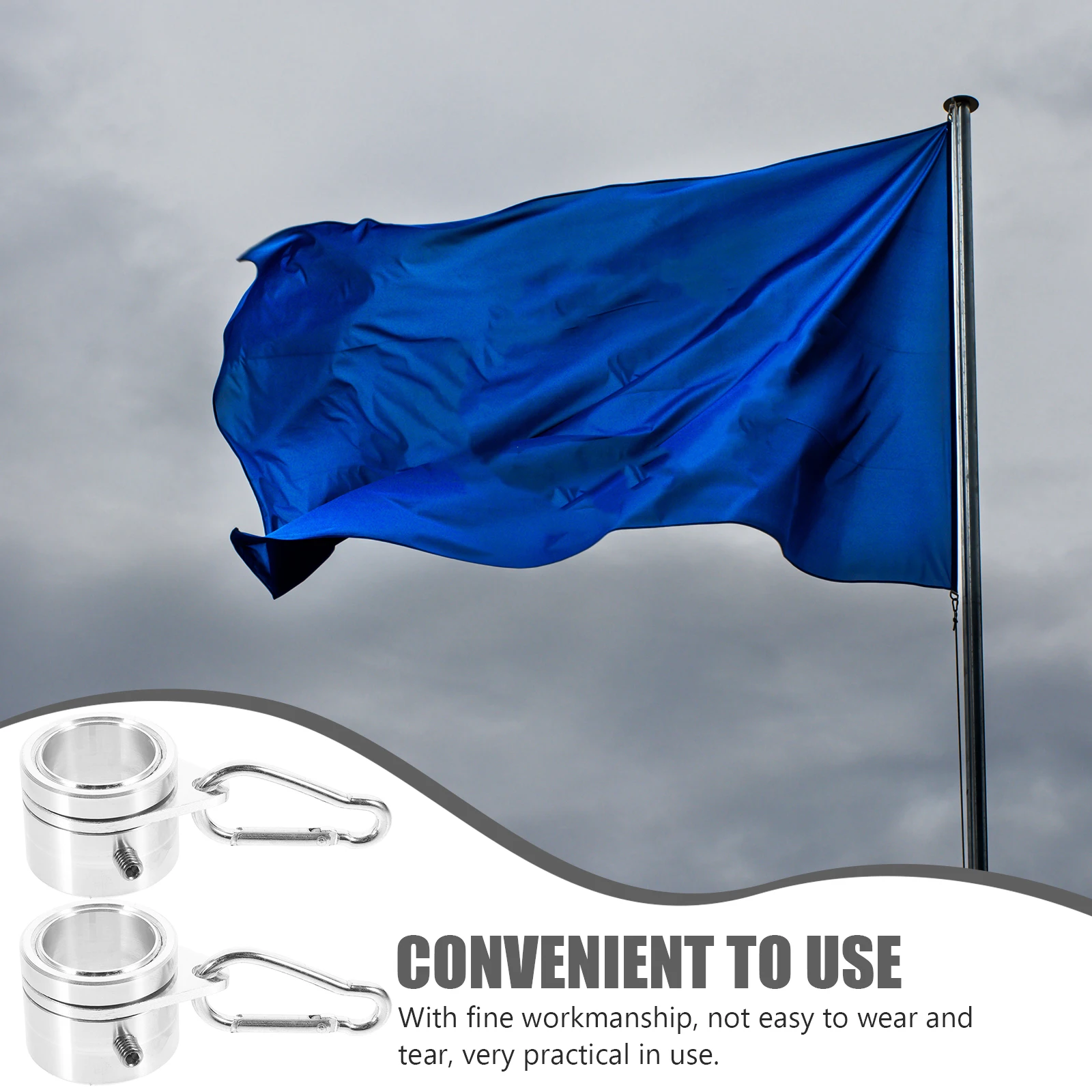 

2 pcs Flagpole Rotary Rings Lightweight Durable Anti Wrap Hardware Accessories Parts Poles Fixing Tools Fasteners Easy