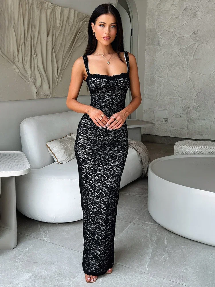

Lace Bandage Backless Sexy Dress Women Elegant Night Club Party Dresses Slim Bodycon Midi Long Summer Dress Vestidos