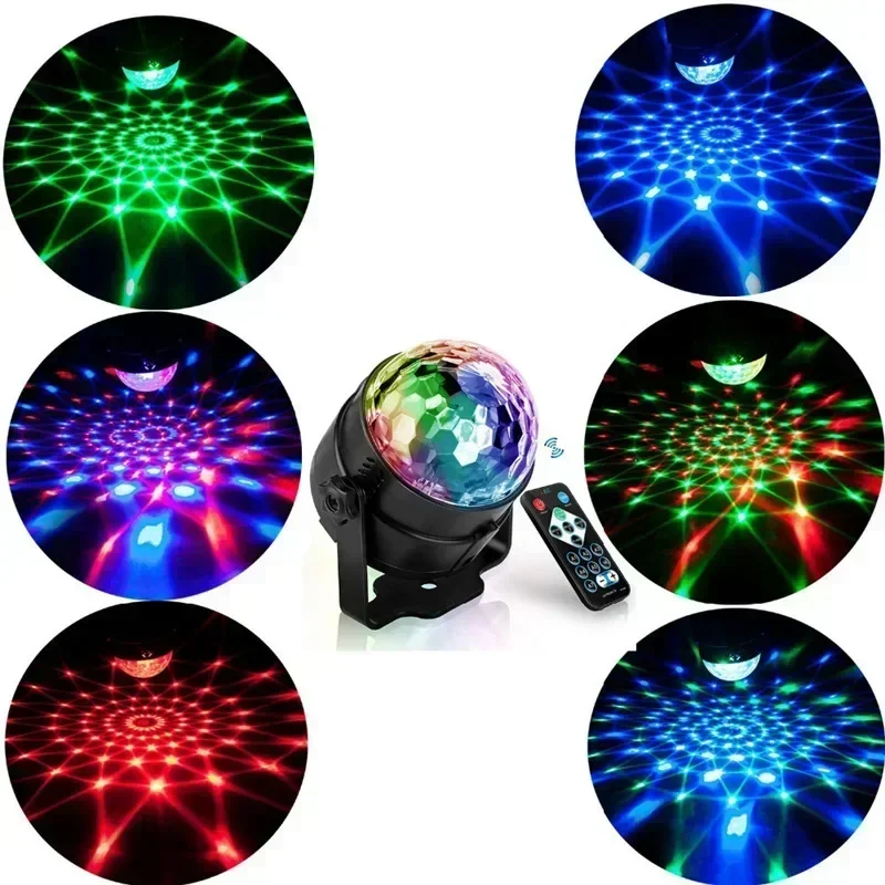 New LED Mini Magic Ball Stage Lighting Effect RGB Voice Control Remote Control Rotating Laser Light KTV Disco Atmosphere Light